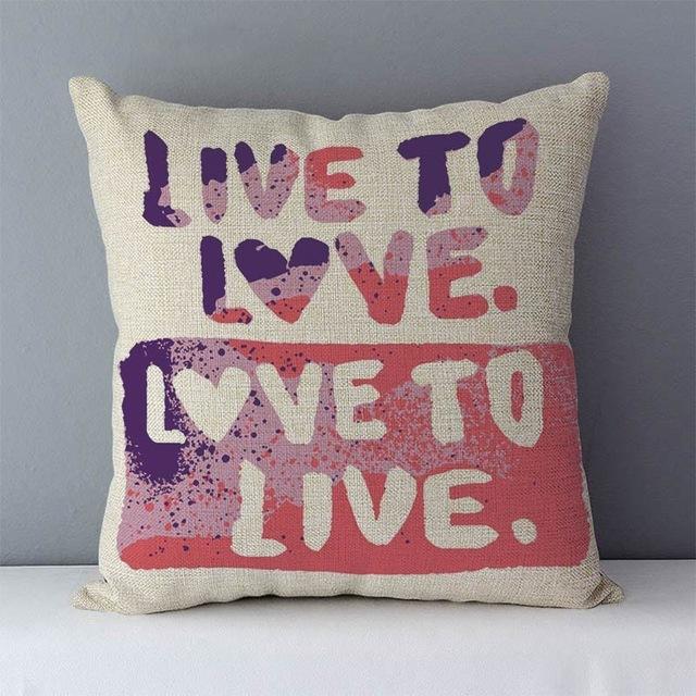 Popular Phrase Words Letters Printed Couch Cushion Home Decorative Pillows 45X45Cm Cotton Linen Square Cushions \"Love You More\