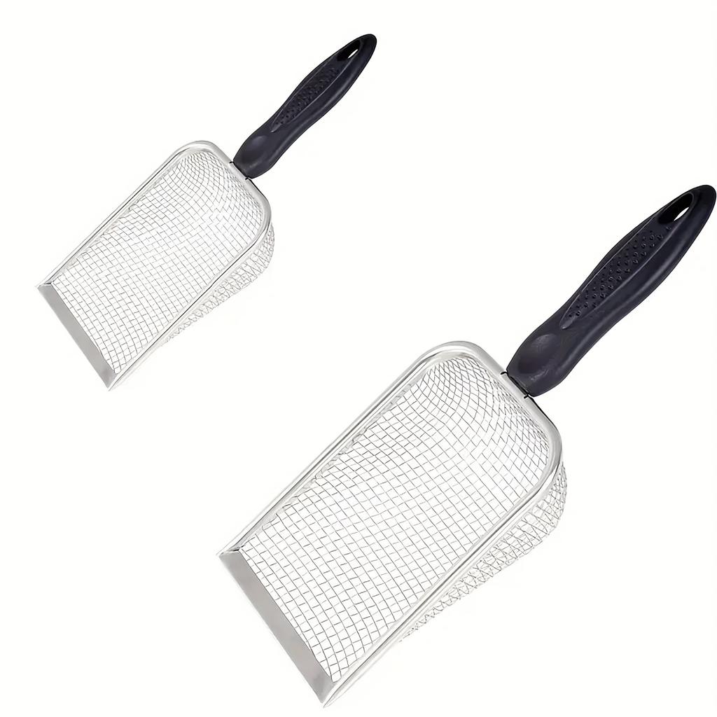 1/2pcs Stainless Steel Small Hole Filter Gardening Shovel Outdoor Beach Net Shovel Beach Vacation Shell Toy Game Soil Flipping Net Shovel