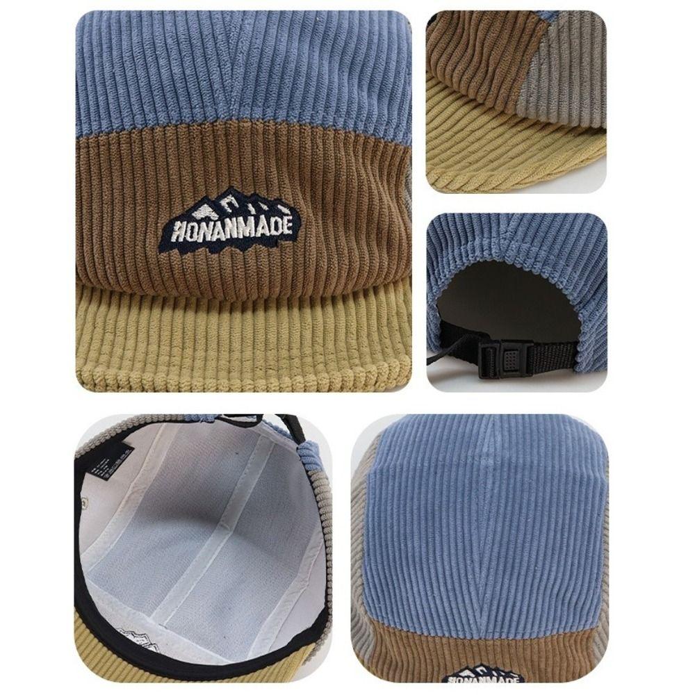 Japanese Style Corduroy Baseball Cap Retro 5 Panel Cap Casual Short Brim Cap Spring Autumn Winter