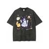 T-shirt Unisex con Stampa Gatto Acquerello Festa del Tè Girocollo Oversize Maglietta Casual Comoda Streetwear