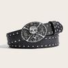 Skull Leather Punk Belt Men Rivet Design With Alloy Buckle For Hip Hop Style