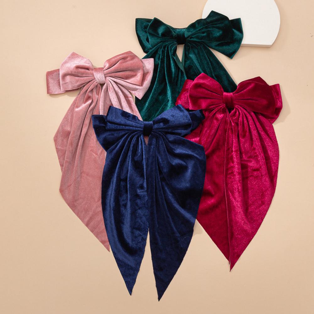 High Quality Velvet Swan Large Butterfly Knot Hair Clip Women Fringe Headwear Hair Accessories Girl Edge Top Clip Headdress