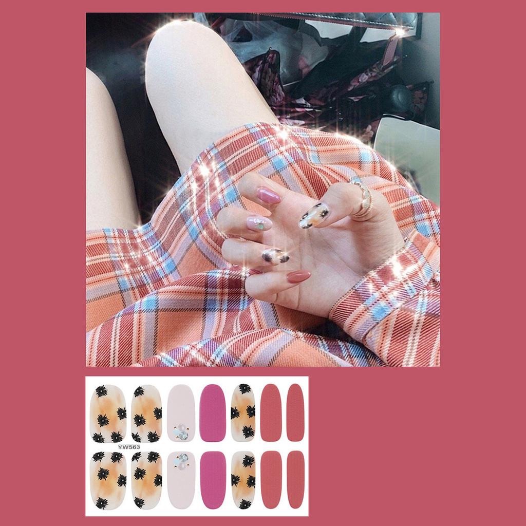 14pcs/sheet Press On Nail Red Smudge Nail Sticker Finished Manicure Quick Nial