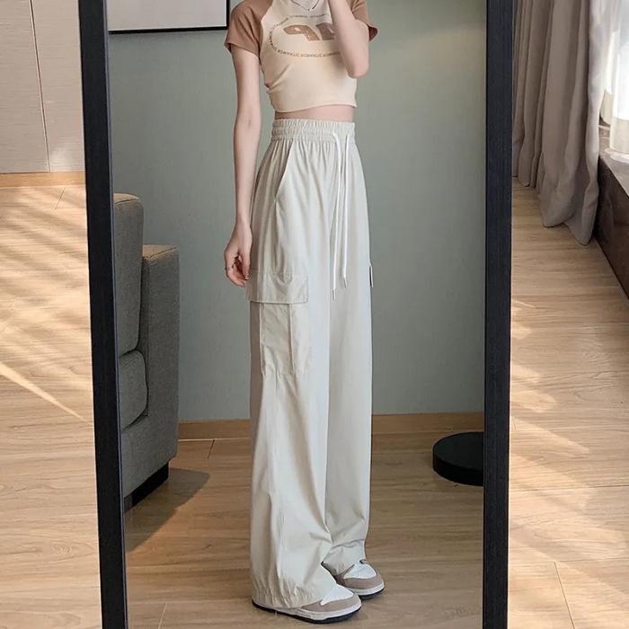 

Women’s High-Waisted Quick-Dry Wide-Leg Summer Work Pants - Gray Medium абрикосовий