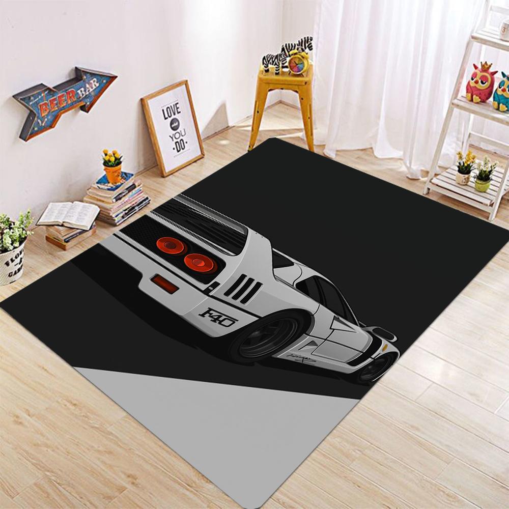 Sports Car Starry Sky Sleek Modern Carpet Racing Speed Rug for Living Room Game Room Home Decoration Black Silver Red Mat