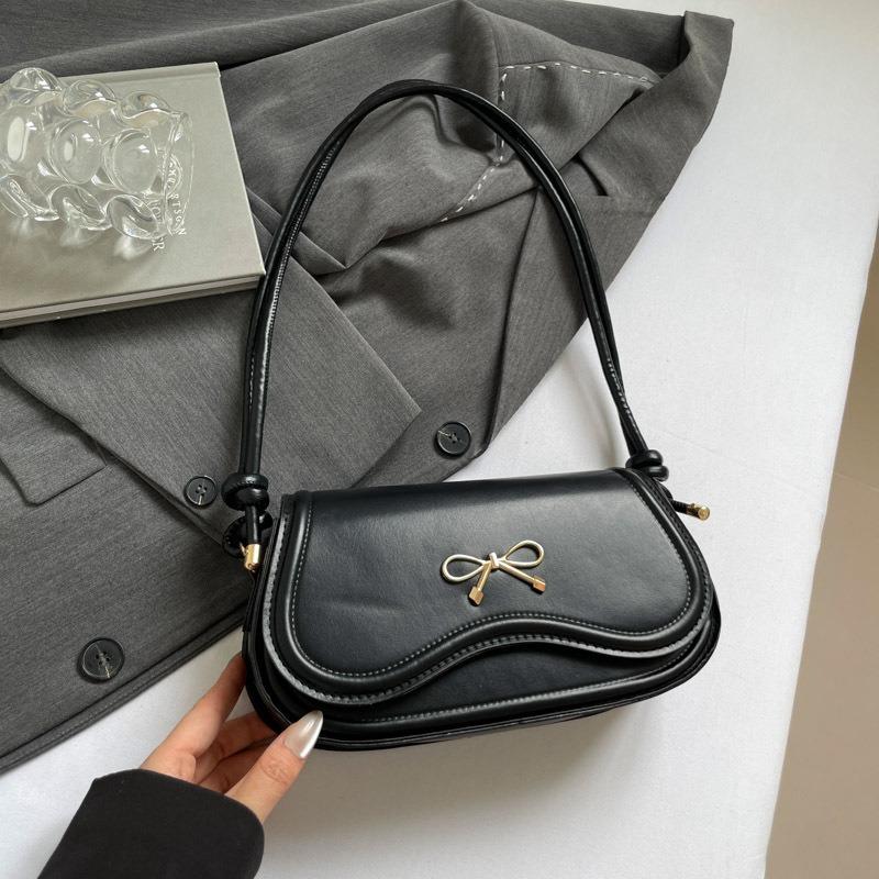 

New fashionable solid color niche design high-end bow casual messenger shoulder bag
