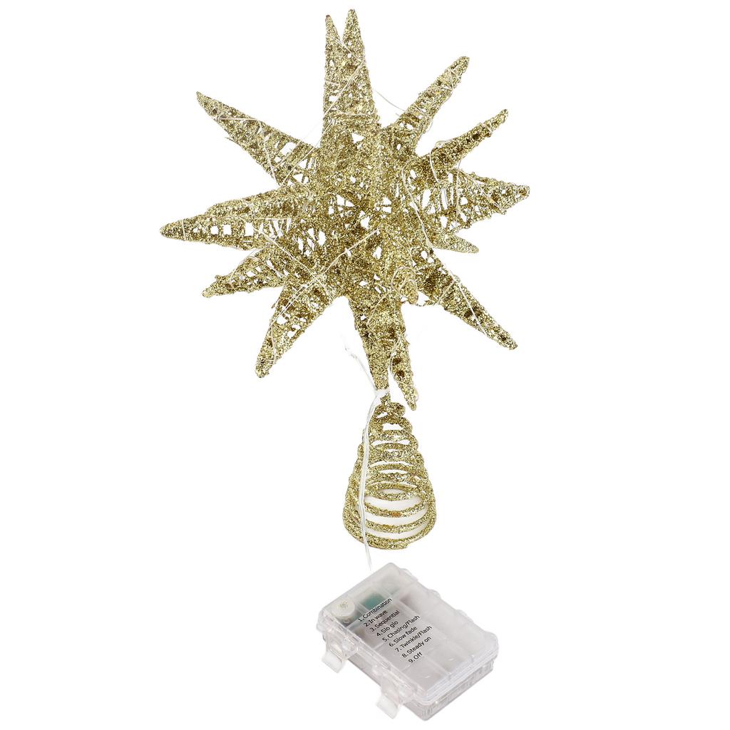 Xmas Star Tree Topper 3D Geometric Star Decorative LED Lights Battery Operated Beautiful Star