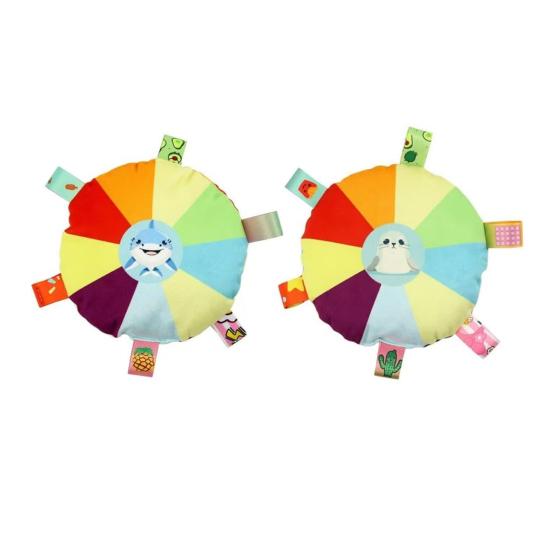 2 Pcs Rainbow Plush Flying Disc Dog Toy Interactive Sound Toy Outdoor Training Game Dog Chew Toy for Small Large Dogs