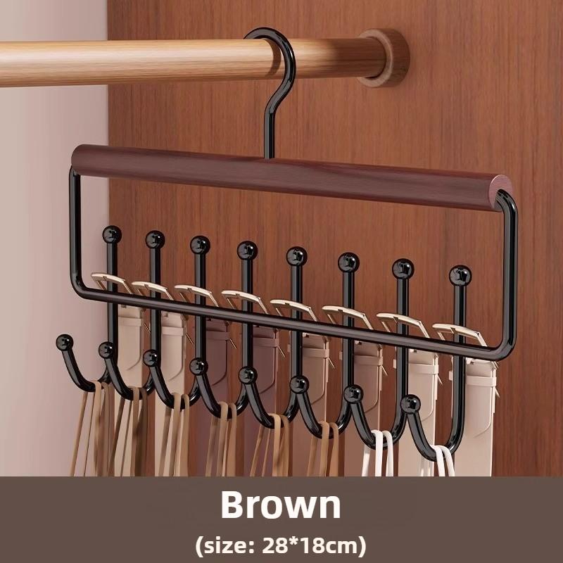 Подвеска для ремней Многофункциональный органайзер для нижнего белья Домашнее общежитие Крючок из массива дерева Волнистый шкаф Сушилка коричневый 1150₽