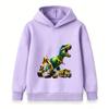 Kids Boys Girls Hoodie Sweatshirt Cool T-Rex Dinosaur Excavator Dump Truck Print Casual Pullover Hooded Tops for Construction Dino Fans