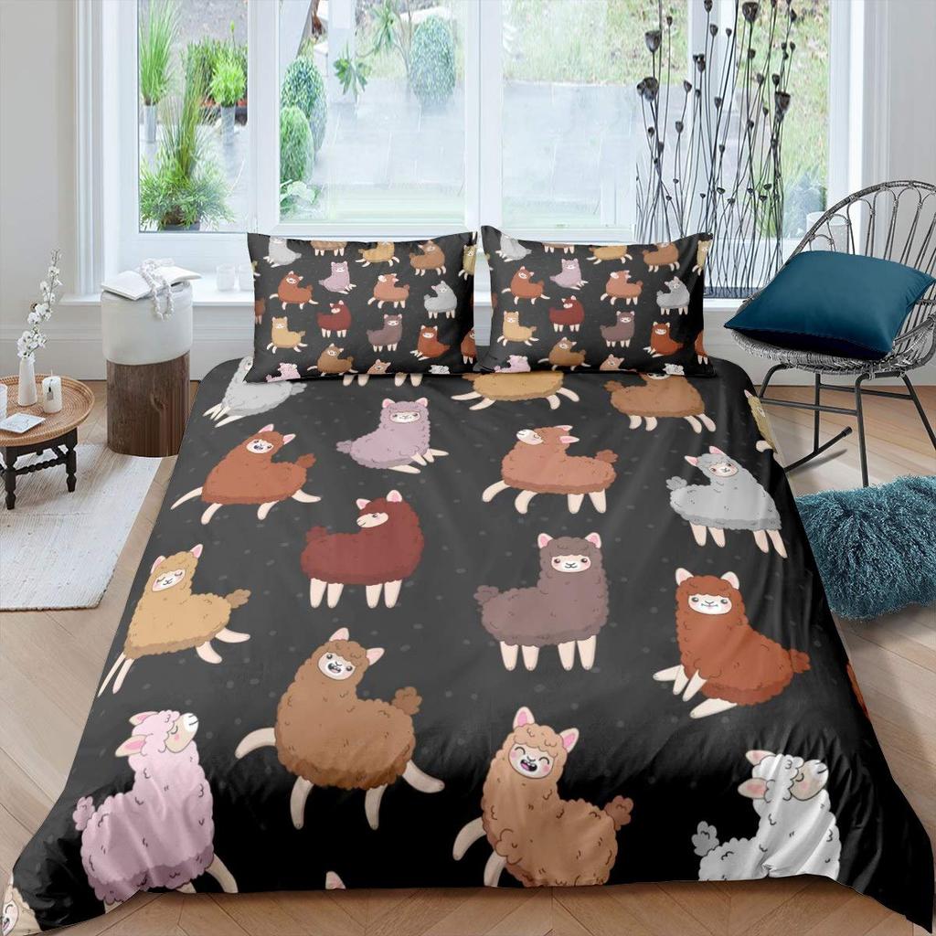 Alpaca Duvet Cover King Size,Cute Llama Bedding Set for Girls Teens Women Couple,bedroom Decor Comforter Cover with 2 Pillowcase