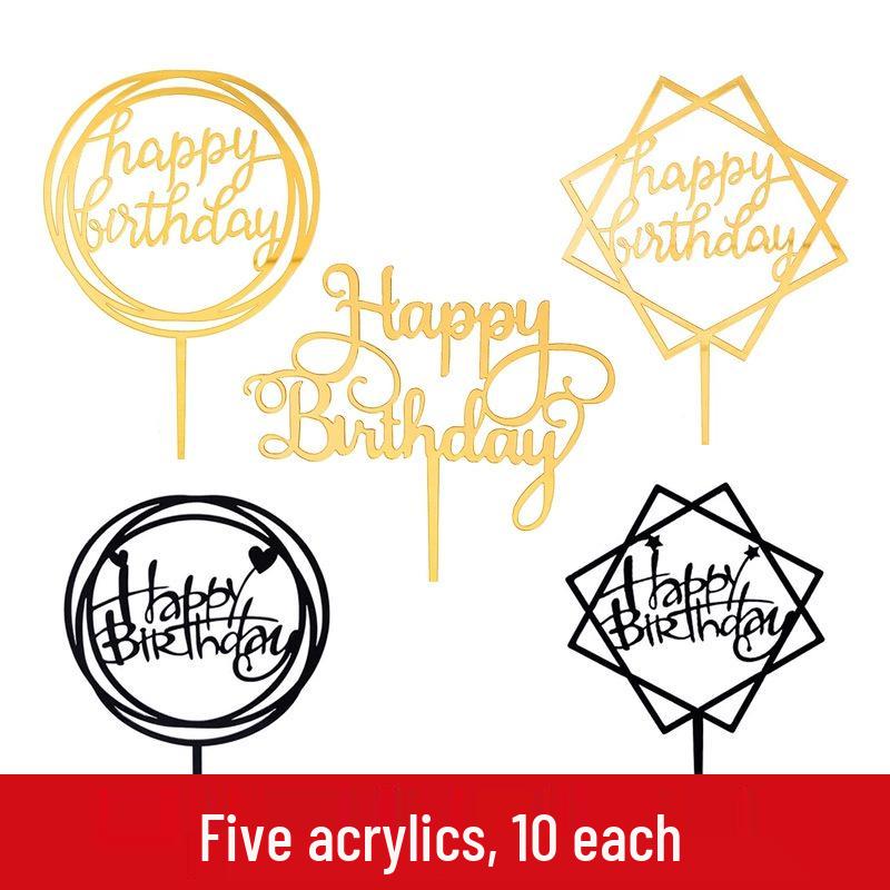 50-Pack Acrylic 'Happy Birthday' Cake Toppers - Popular Party Decorations with Free Shipping