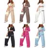 2 Pcs/Set Women Suit Coat Pants Suit Turn-down Collar Long Sleeves Stretchy Hem