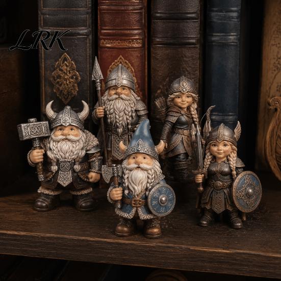 Creative Entrance Table Decorations Viking Gnome Warrior Figurine, Resin Nordic Dwarf Statue, Decorative Hand Painted Figurines Soldier Ornament