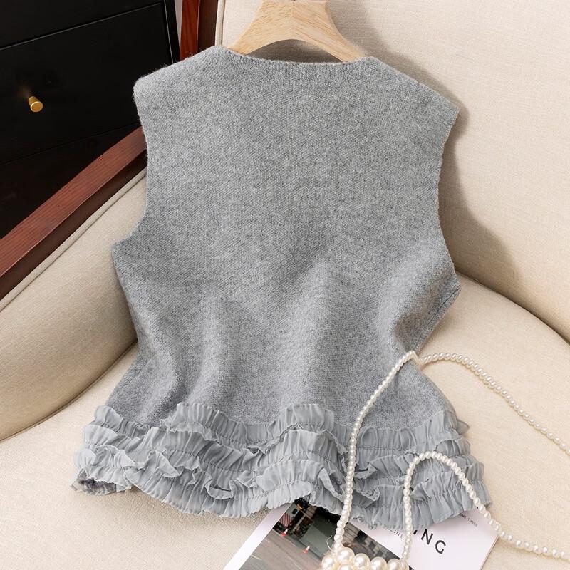 Women's Autumn Lace-Splice Knit Vest