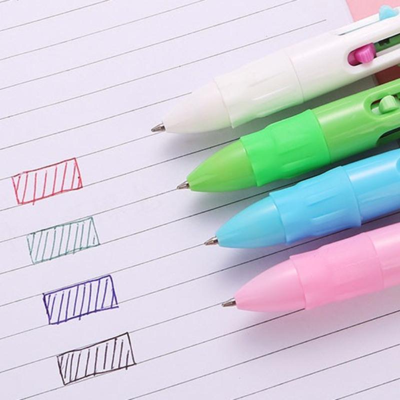 23Pcs Random Cartoon Cute Rainbow Cloud Topper Four-Color Ballpoint Pens, Portable Multifunctional Writing Pens,Office&Student Stationery