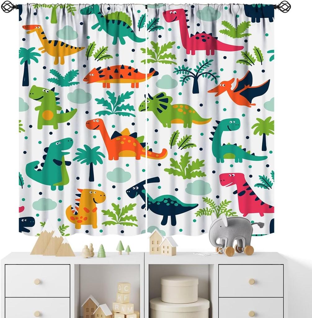 Kids Sea Animal Curtains Teens Boys Girls Bedroom Nursery Decor Cartoon Sharks Art Printed Window Drapes Fabric Light Blocking Polyester Sleeping Area