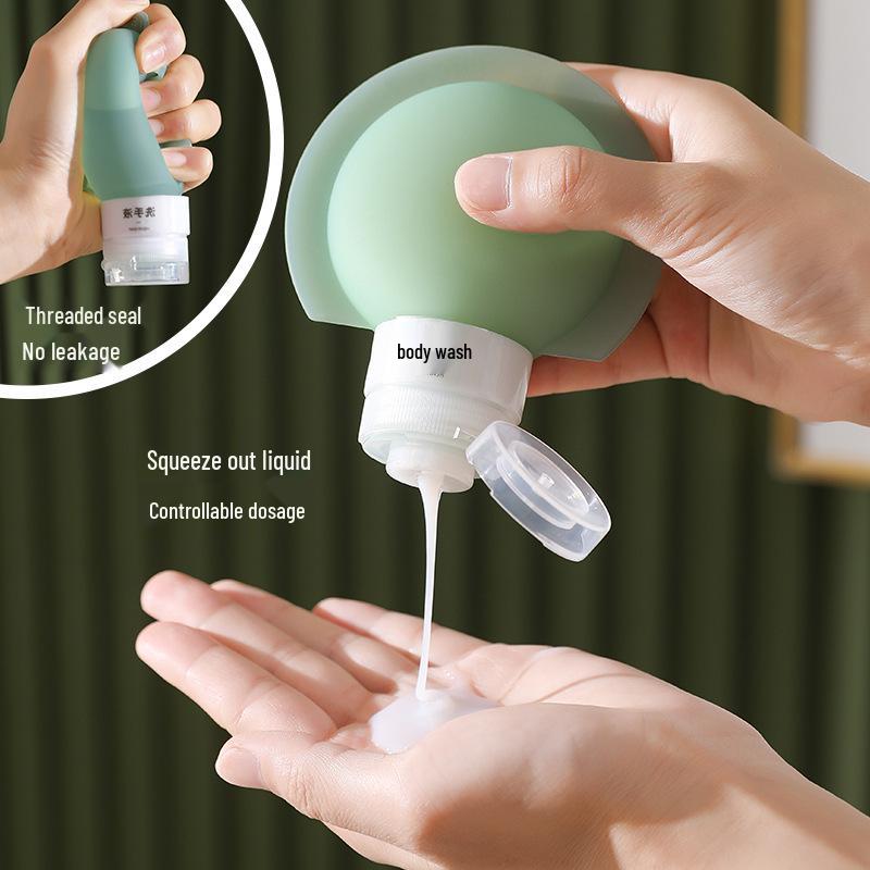 90ML Portable Silicone Shampoo Bottles, Refillable Press-Type Travel Dispensers, Leak-Proof Storage Set