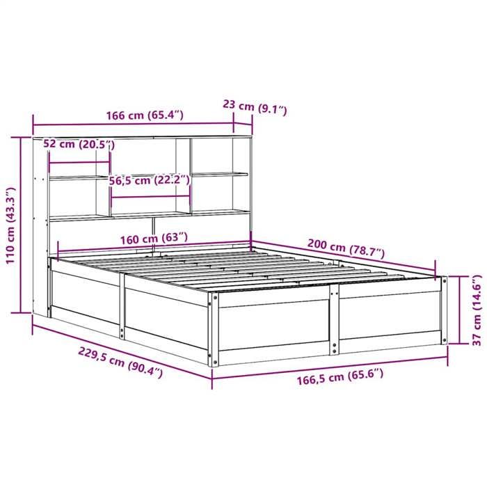 VidaXL Cadre de lit sans matelas blanc 160x200 cm bois de pin massif, lit, cadre de lit en bois massif, meuble de chambre à 3323450