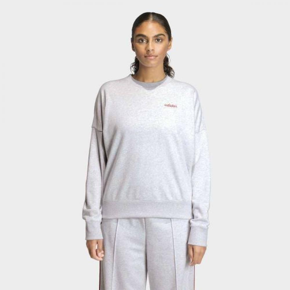 AdidaS Women S looSe Fit SeaSonal eSSential SweatShirt Color Pop Embroidery Graphic Kc... AL