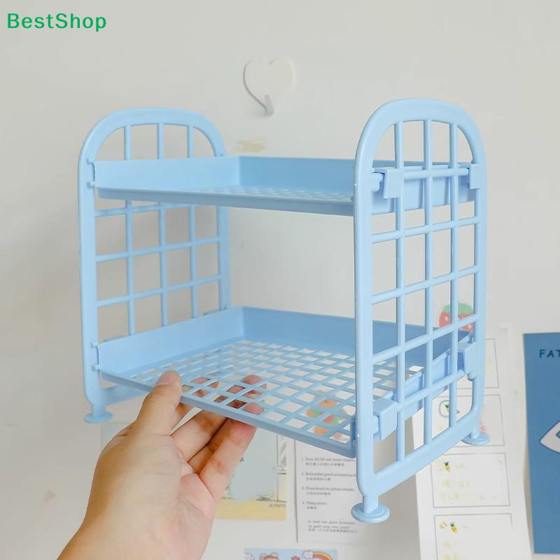 2-Tier Plastic Storage Rack,Multi-Purpose Desktop Organizer Shelf for Bathroom,Kitchen,Makeup & Stationery