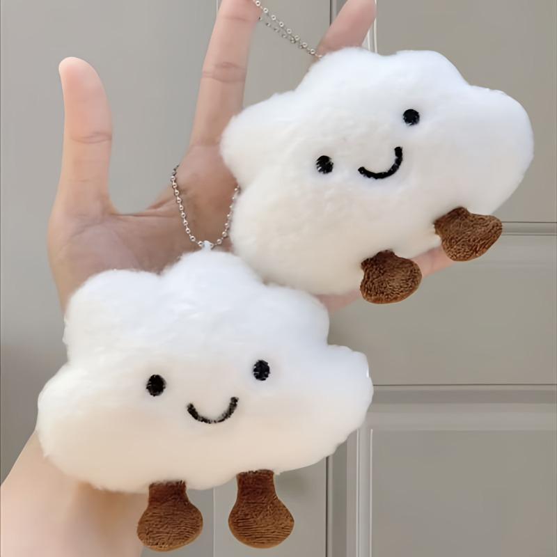 Cute Squeaky Cloud Plush Keychain Kawaii Cartoon Pendant Couple Key Chain Student Backpack Key Ring Jewelry Accessories Gifts