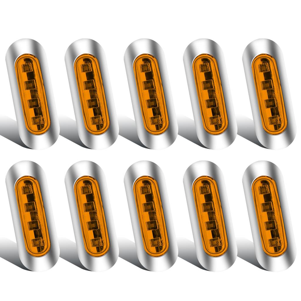LED Side Marker Lights Side Lamps 12V 24V High Brightness Waterproof Suitable for Yellow 4-LED Universal, Trucks, Trailers, Buses, Boats,