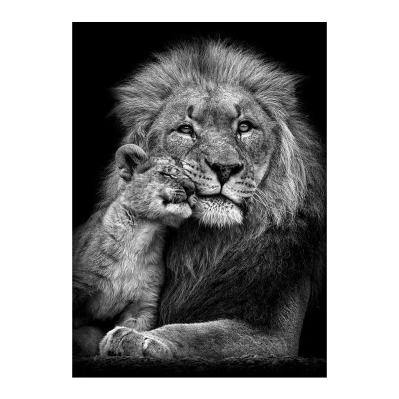 Schwarz-weiße Tiere Kunst Löwe Leinwand Malerei Moderne Poster und Drucke Wandbilder für Wohnzimmer Home Cuadros Dekor