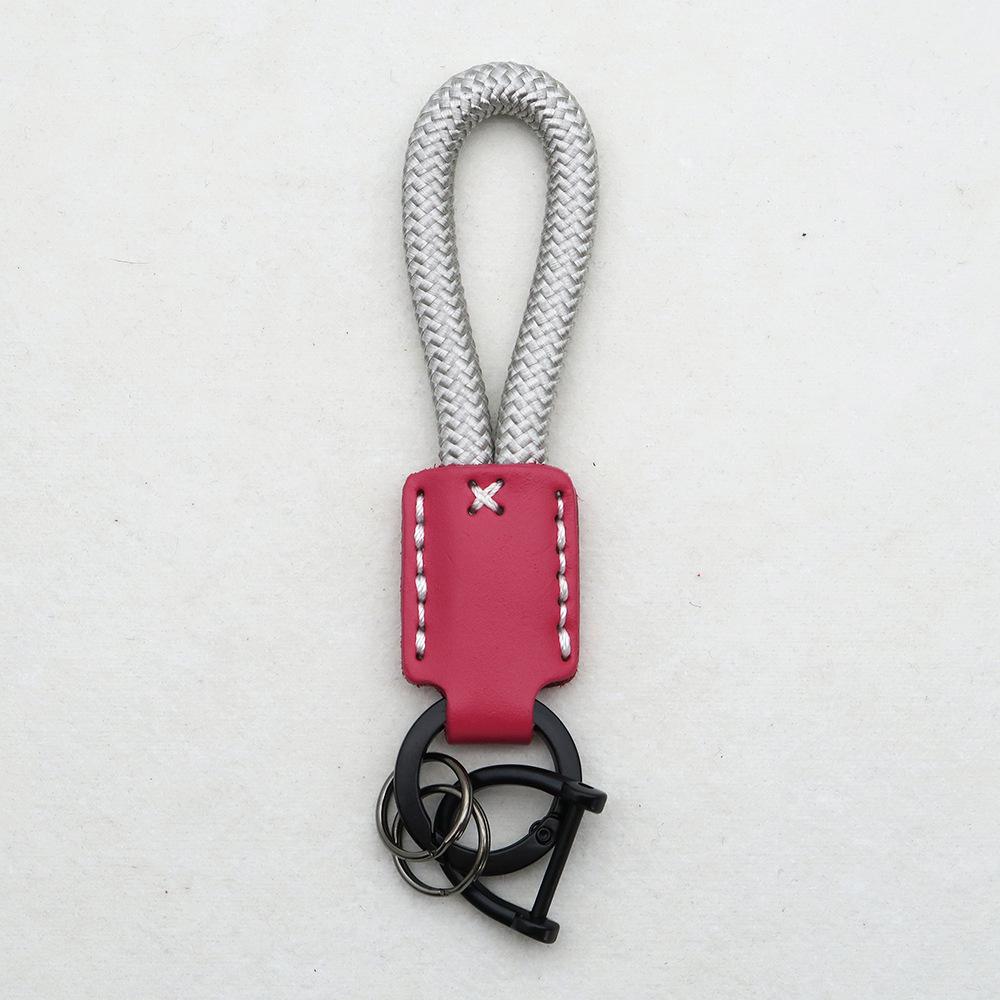 Hand-Woven Cowhide Leather Keychain Pendant with Logo Embossing - High-Quality Anti-Lost Car Lanyard