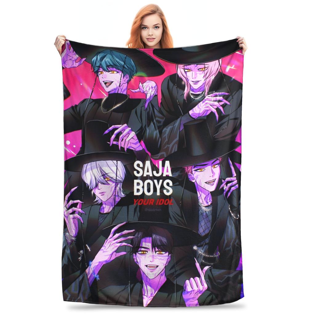 KPop Dämonenjäger Huntrix Decken Flanell Herbst/Winter Tragbare Weiche Überwürfe für Bettwäsche Couch Tagesdecken