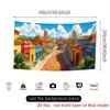 2D Dreamy Caribbean Town Tapestry, Palm Trees & Cobblestone Street