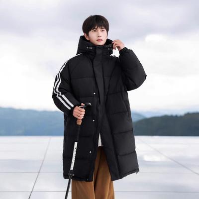 Medium and Long Cotton-padded Clothes for Men's Winter New Trendy Cold-proof Thickened Warm Couple Striped Cotton-padded Jacket