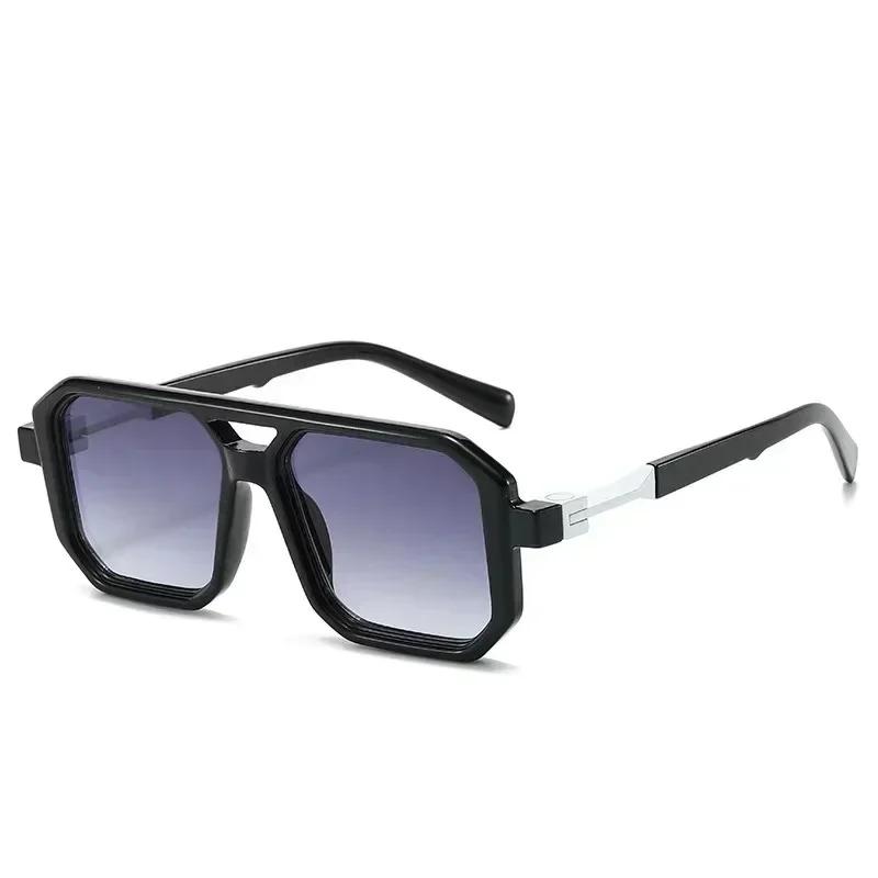 New European and American Fashion Sunscreen and UV Resistant Square Sunglasses UV400 Minimalist Double Bridge Pilot Spectacles