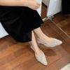 Hand-made Rhinestones, Back Straps, I-heel, Medium Heel, Lamb Wool, Pointed Head, Bag Head, Fluffy Shoes, Special-shaped Heel, Women's Shoes, Autumn