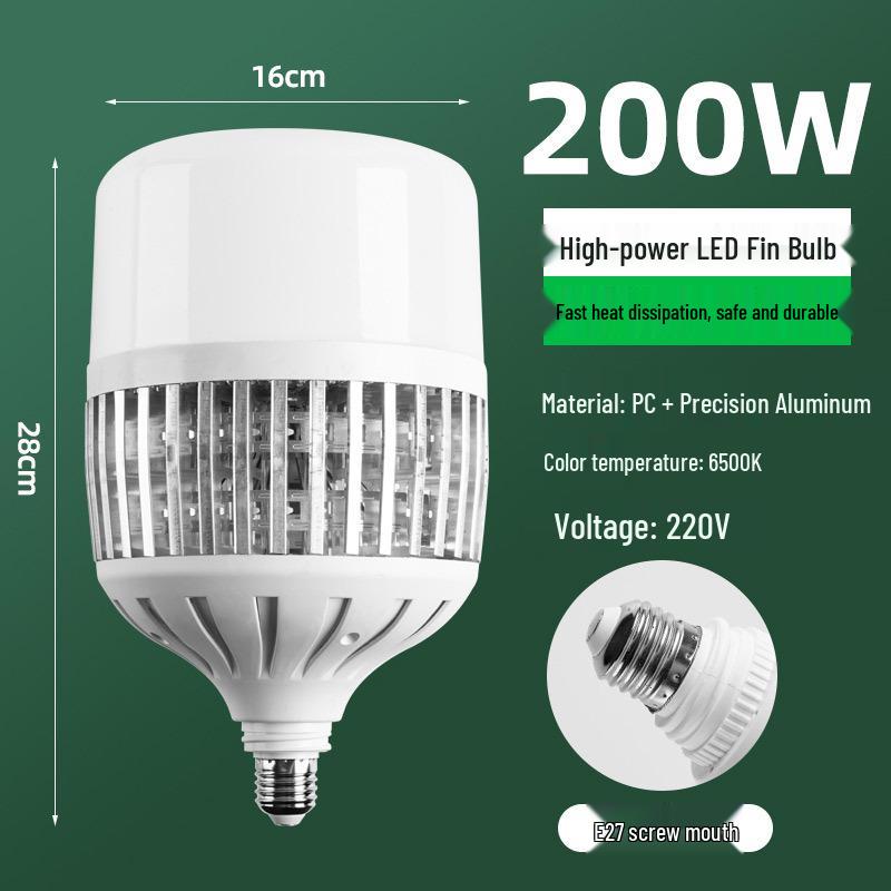 Yabiao LED E27 Fin-Type Globe Bulb for Shopping Malls, Workshops, Living Rooms, and More - Energy-Saving Engineering Solution