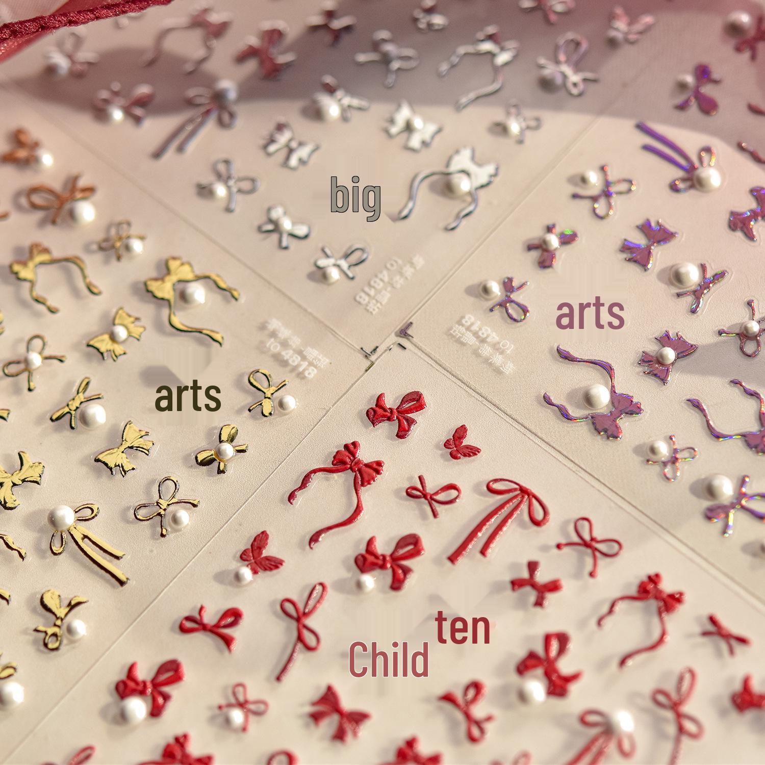 

Tomoni Crystal Children s Nail Stickers - Red Bow & Mixed Styles