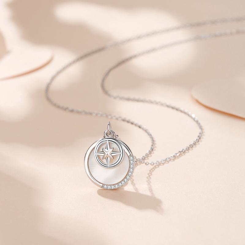 

Роскошное розовое ожерелье-звезда из перламутра - Элегантное, универсальное украшение для женщин 925 Silver платиновый