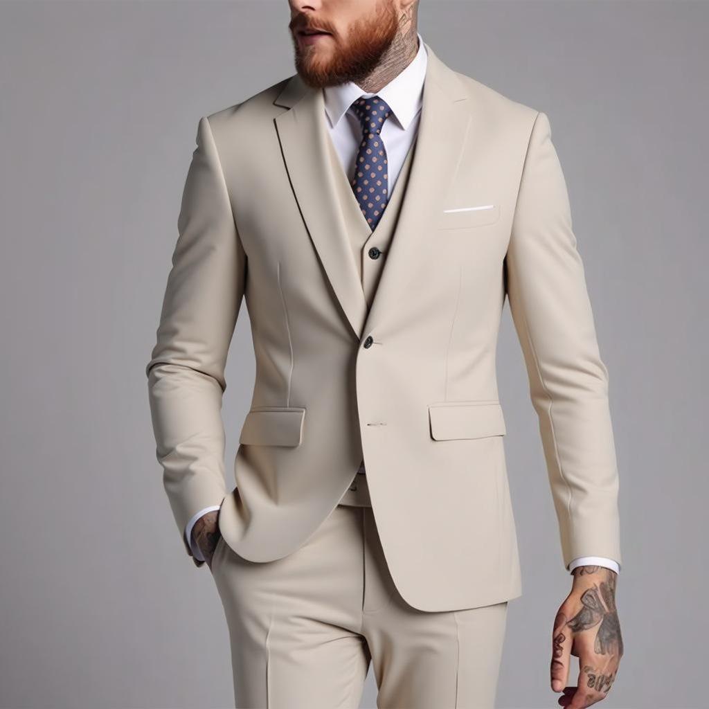 Men's Three-Piece Suit - Formal/Casual Office Groom Wedding Attire