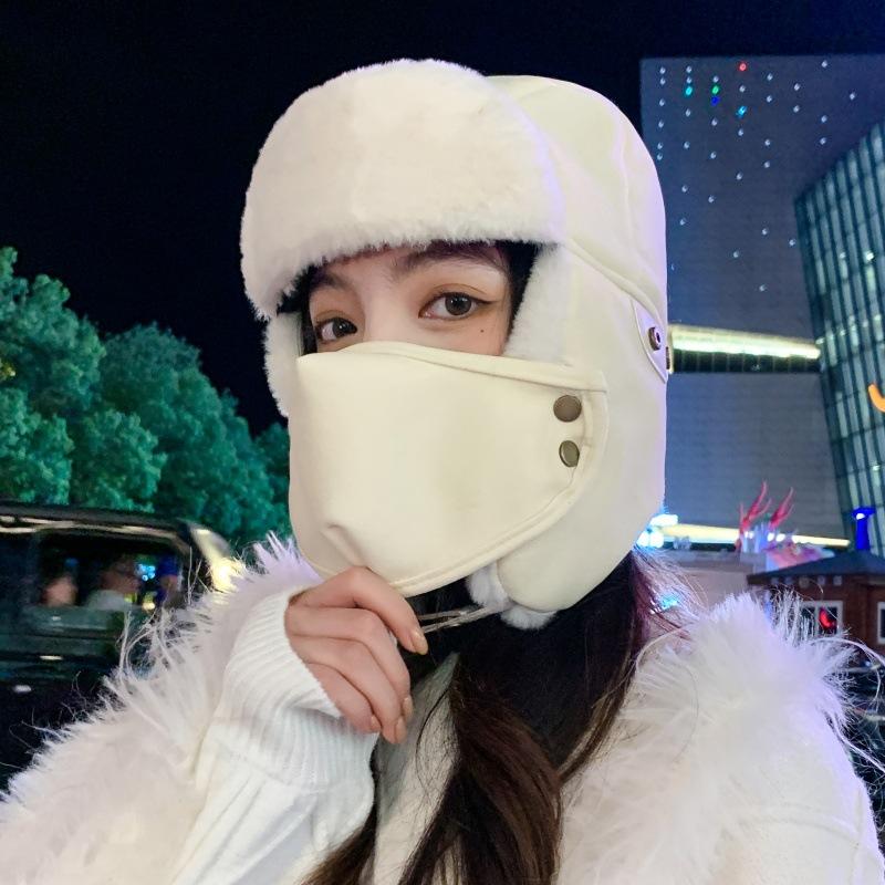 

Снежная шапка Зимняя уличная маска-шапка Женская ветрозащитная защита ушей шапка-пуловер Мужская утолщенная теплая single hat белый