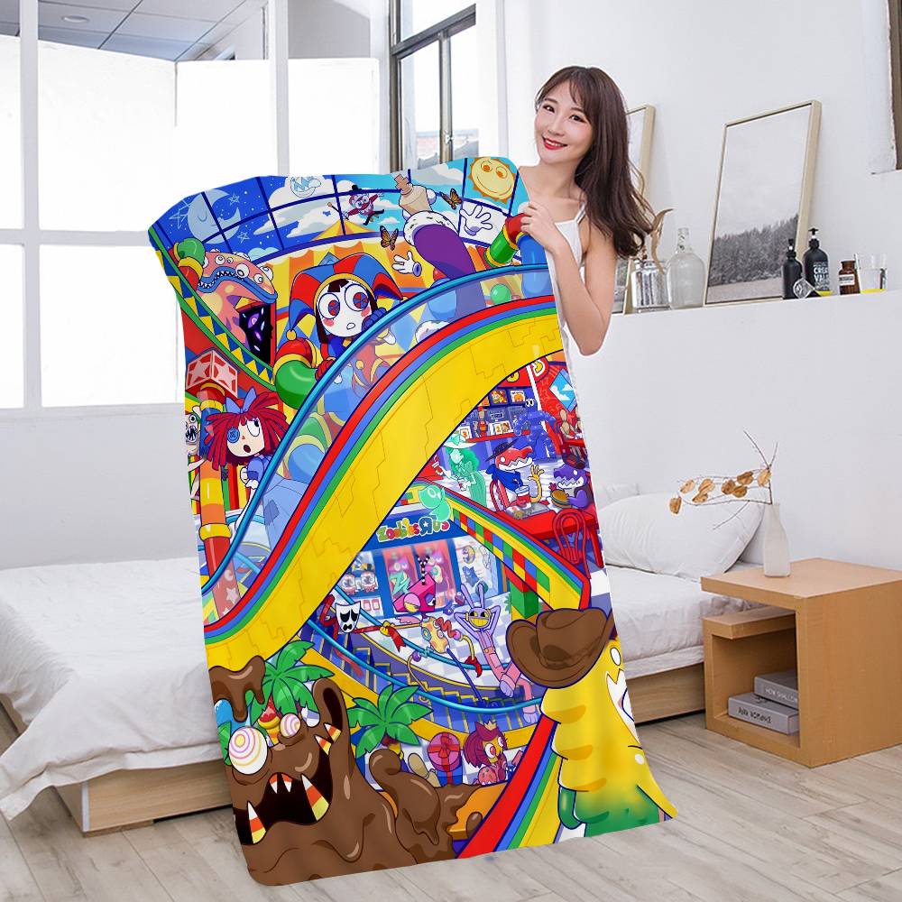 Anime The Amazing Digital Circus Vintage Bath Towel Microfiber Soft Water Absorbing Breathable For Girl Kids Decorative Towel