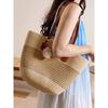 Large Capacity Straw Woven Bag Women's Summer Seaside Holiday Tote Bag Bucket Bag Woven Shoulder Bag Doll Beach Bag