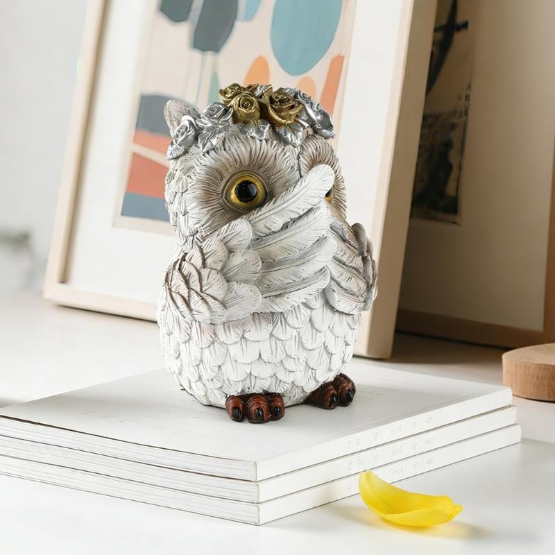 1Pc No See No Evils Hear No Evil Speak Owl Figurines Resin Owl Statues Home Decors Collectibles Animal Sculptures