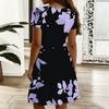 Oversized Ladies V Neck Short Sleeve Dress Watercolor Blossom Printed Loose Dress For Spring Outing And Daily Life