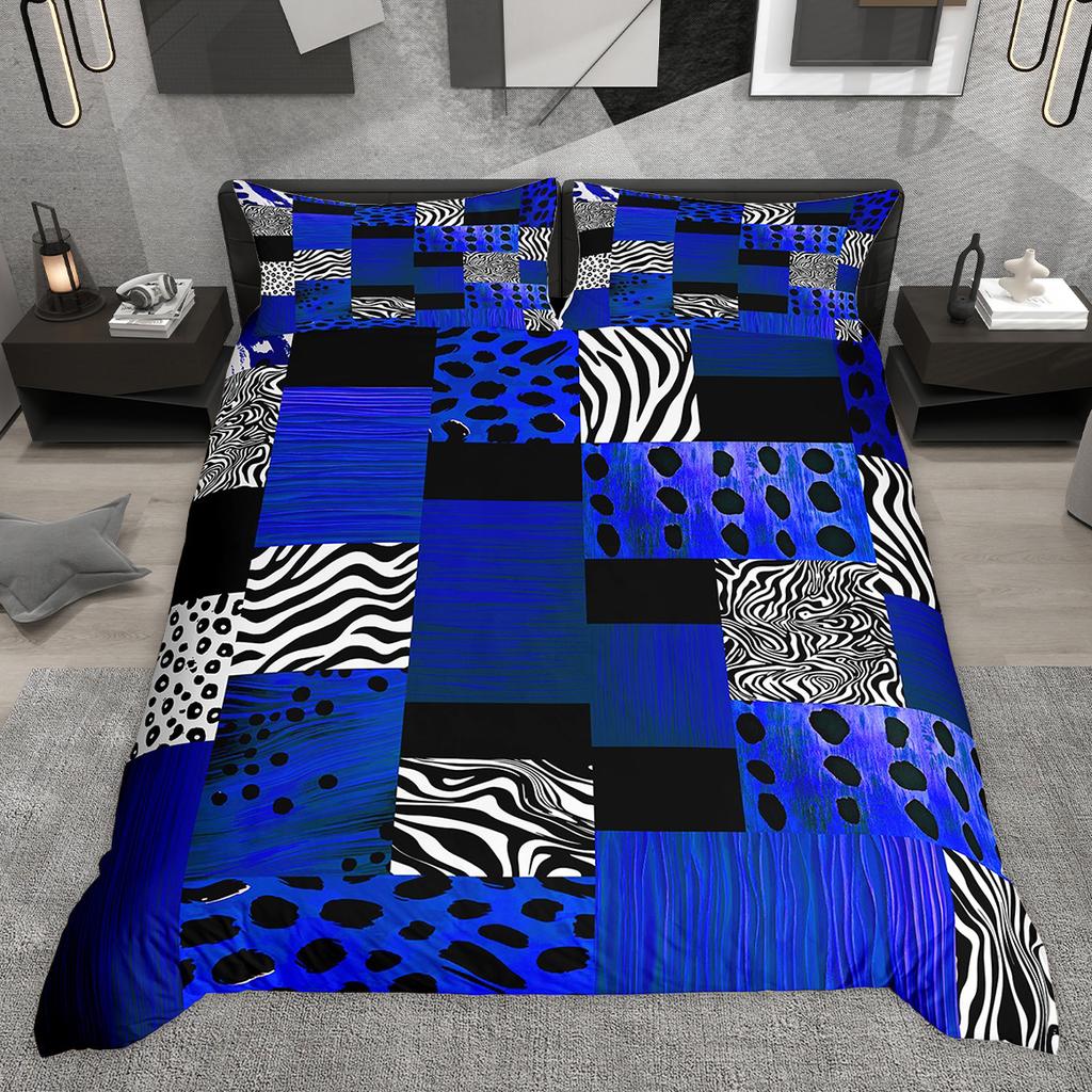 Homewish Chic Leopard Print Duvet Cover Set Animal Printed Comforter Cover Set Wildlife Cheetah Patchwork Bedding Set