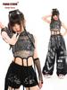 Girls' Sequin Jazz Dance Set: Rhinestone Vest, Shorts & Long Pants for Street Dance Performance