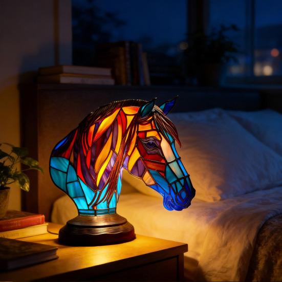 Retro Stained Resin Animal Table Lamp Vintage Style Animal Shaped Bedside Lamp Small Decorative Night Light for Bedroom Nursery Home Decoration