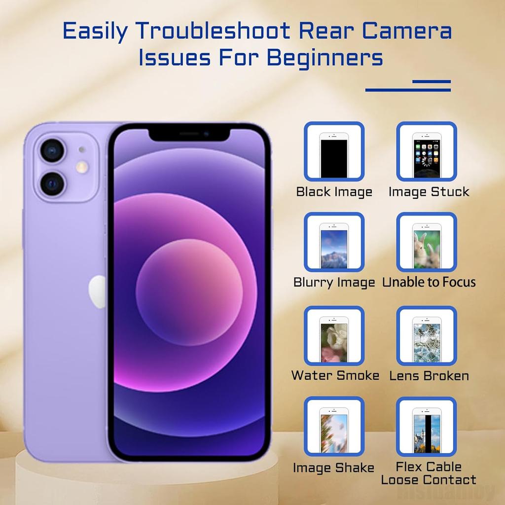 For iPhone 12 OEM Main Back Camera Lens Replacement Module 12MP Rear Lens Parts with Ultra Wide Lens OIS HDR Photos 4K Video Flex Cable Fix Repair