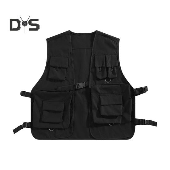 Herren Cargo Weste V-Ausschnitt Ärmellos Mehrere Taschen Weste Mantel Lockere Passform Einfarbig Casual Style Cargo Weste Outwear