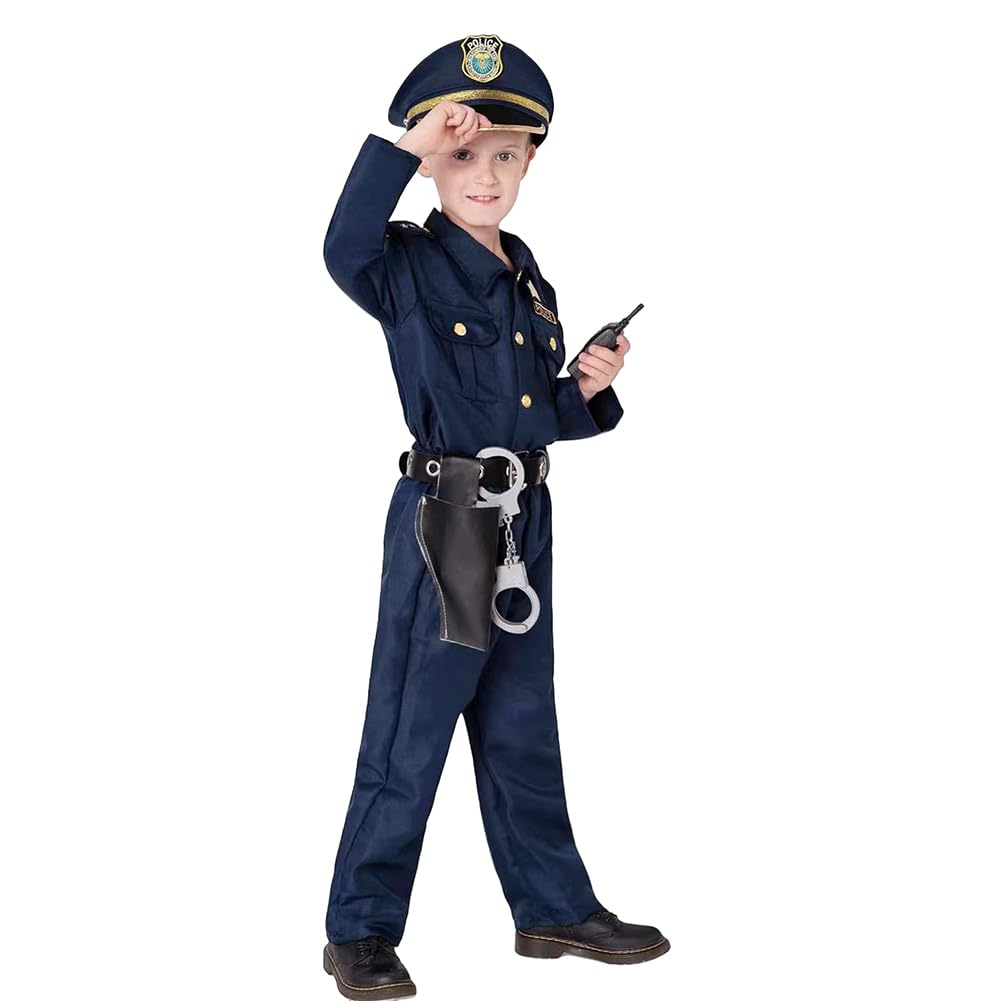 Yolrky Police Officer Cosplay Costume for Police Policeman Costume Kids, Halloween, Uniform, (XS)
