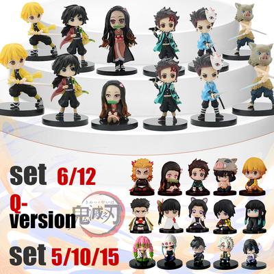 Q Posket Figure  Demon Slayer Mini Figurine 5Pcs 10Pcs 12Pcs 15Pcs Sets Kimetsu No Yaiba Small PVC Dolls Desktop Decora